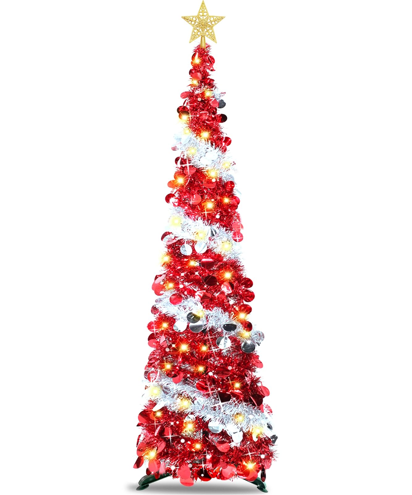 Foto 2 pulgar | Árbol De Navidad Turnmeon Preiluminado De 1,5 M Con Temporizador, 50 Luces Cálidas - Venta Internacional.