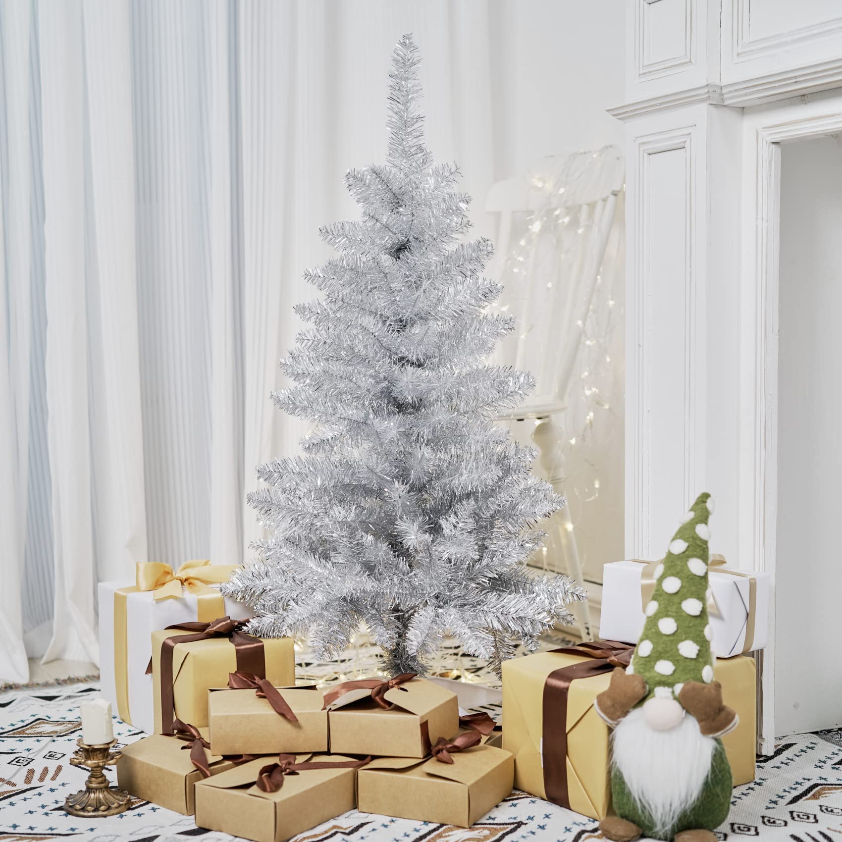 Foto 3 | Árbol De Navidad Senjie Artificial De 90 Cm Con 50 Luces Y Soporte - Venta Internacional.