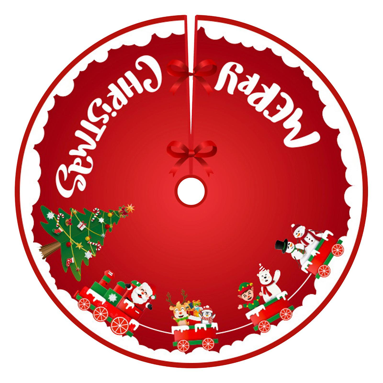 Foto 1 | Faldón Para Árbol De Navidad Huoguo, Estampado En Lino, 98 Cm De Diámetro - Venta Internacional.