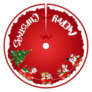 Foto 1 | Faldón Para Árbol De Navidad Huoguo, Estampado En Lino, 98 Cm De Diámetro - Venta Internacional.