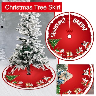 Foto 2 | Faldón Para Árbol De Navidad Huoguo, Estampado En Lino, 98 Cm De Diámetro - Venta Internacional.