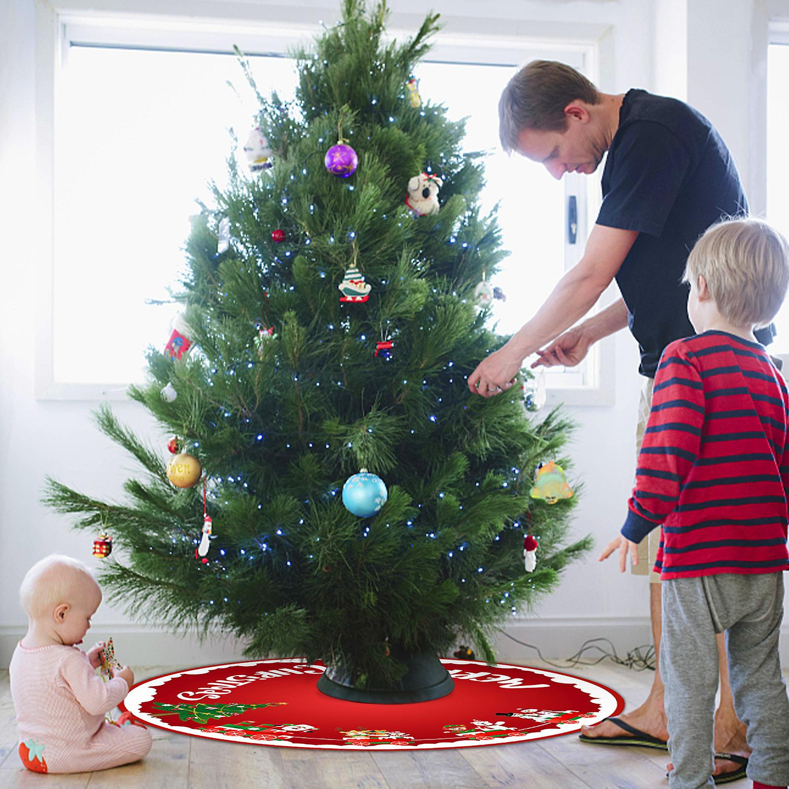 Foto 5 pulgar | Faldón Para Árbol De Navidad Huoguo, Estampado En Lino, 98 Cm De Diámetro - Venta Internacional.