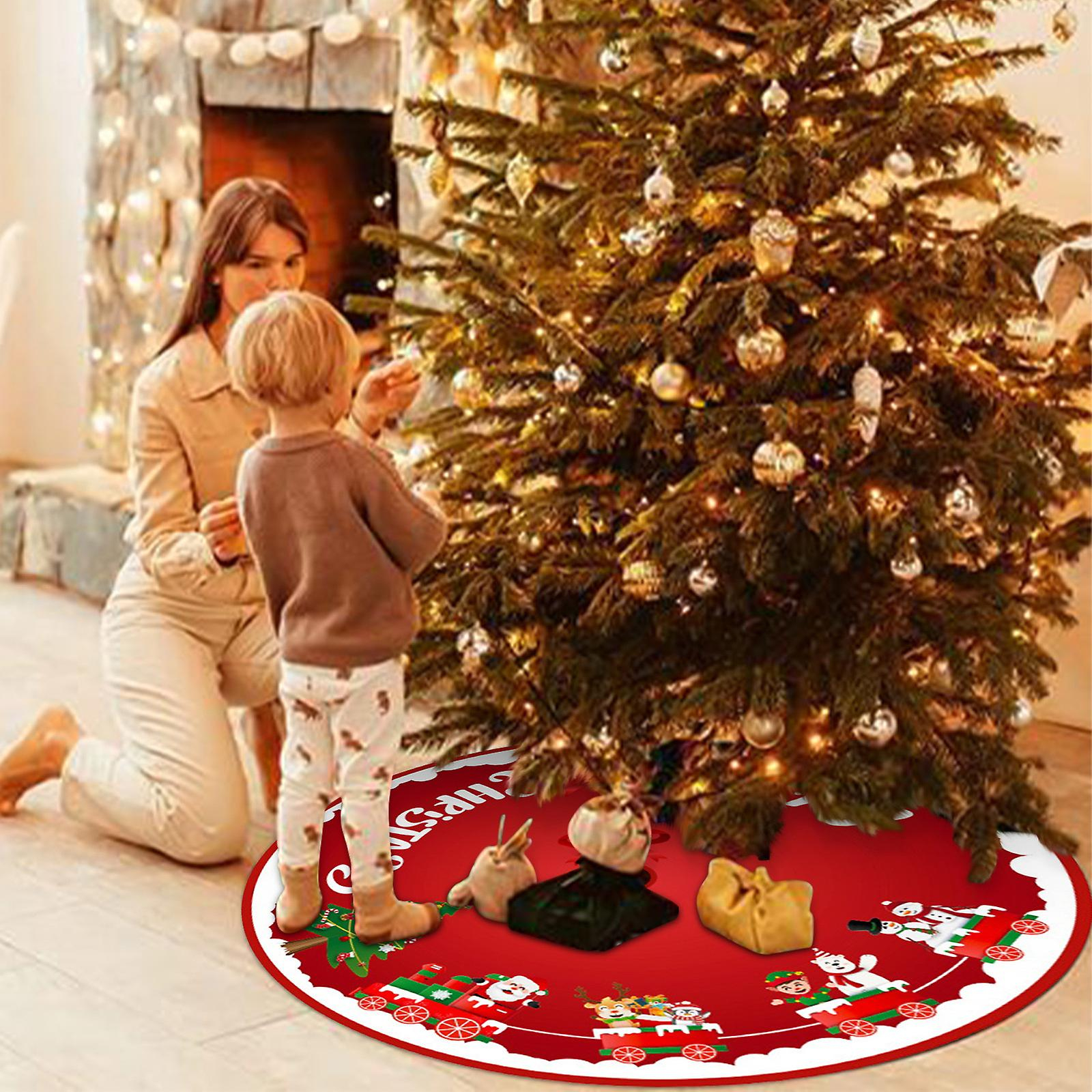 Foto 6 pulgar | Faldón Para Árbol De Navidad Huoguo, Estampado En Lino, 98 Cm De Diámetro - Venta Internacional.