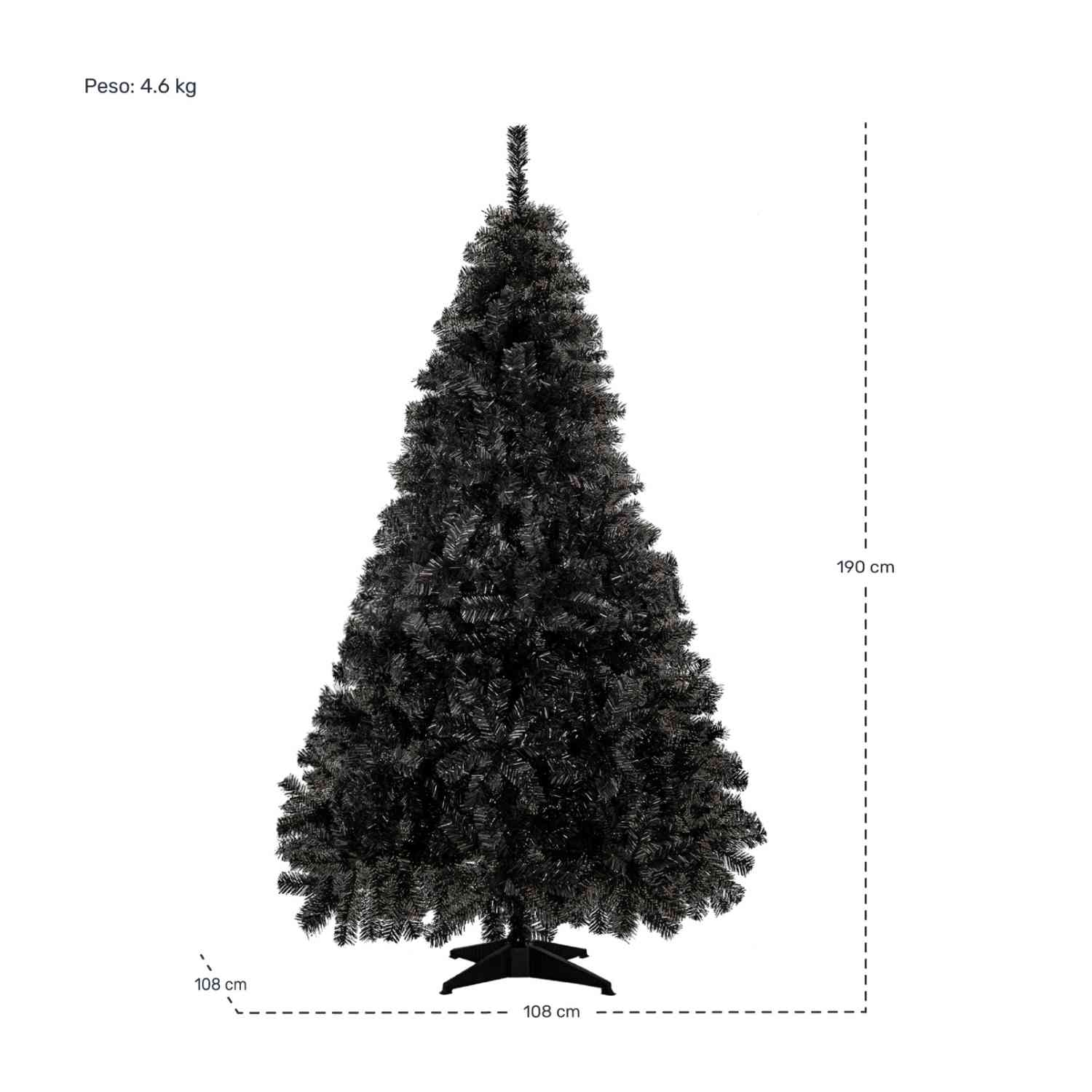 Foto 5 | Arbol De Navidad Negro Pino Navideño 1.90 Metros 900 Ramas