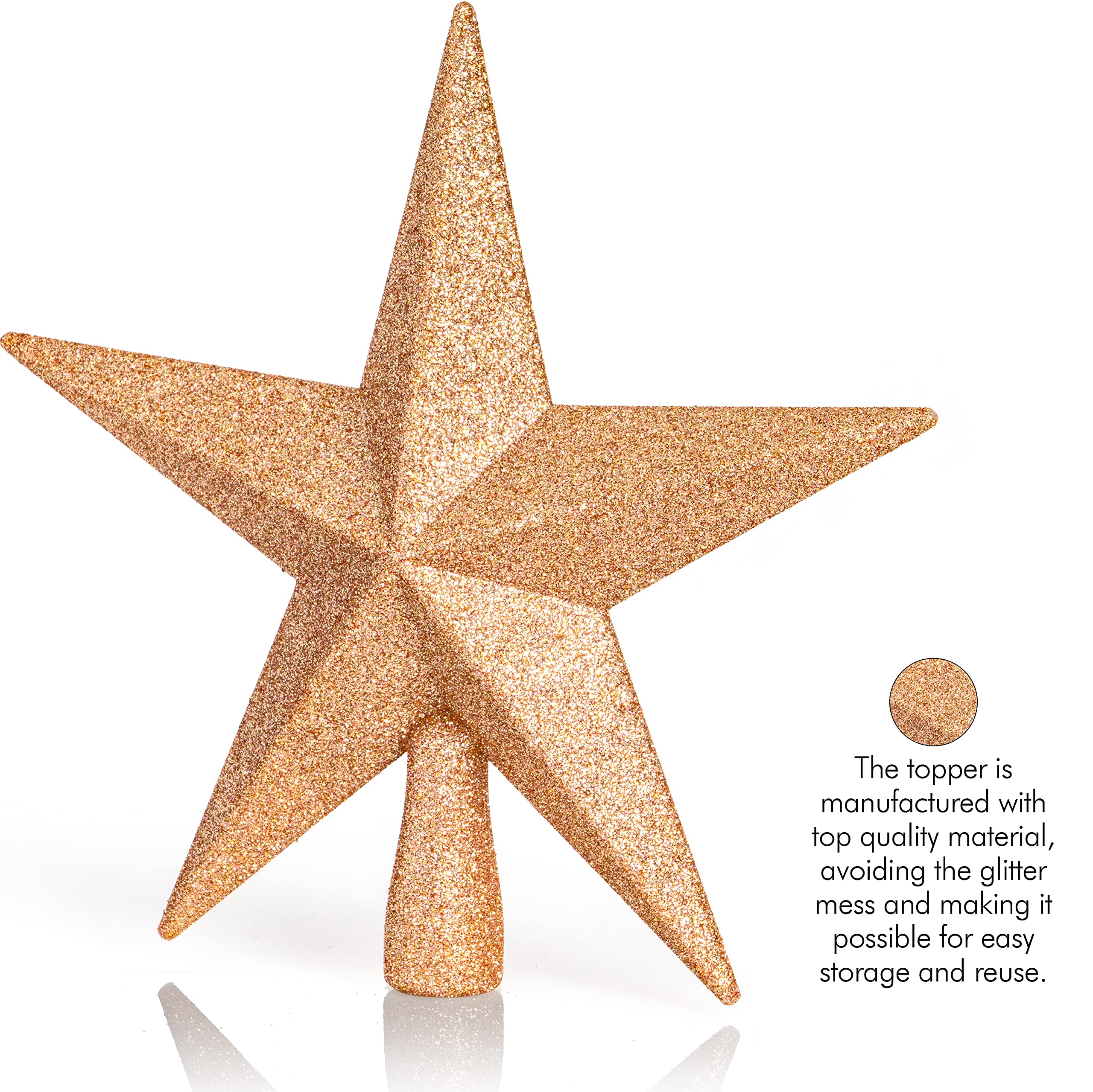 Foto 3 | Adorno Para Árbol, Estrella Con Purpurina, 20 Cm, Decoración Navideña - Venta Internacional.