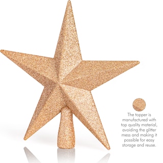 Foto 3 | Adorno Para Árbol, Estrella Con Purpurina, 20 Cm, Decoración Navideña - Venta Internacional.