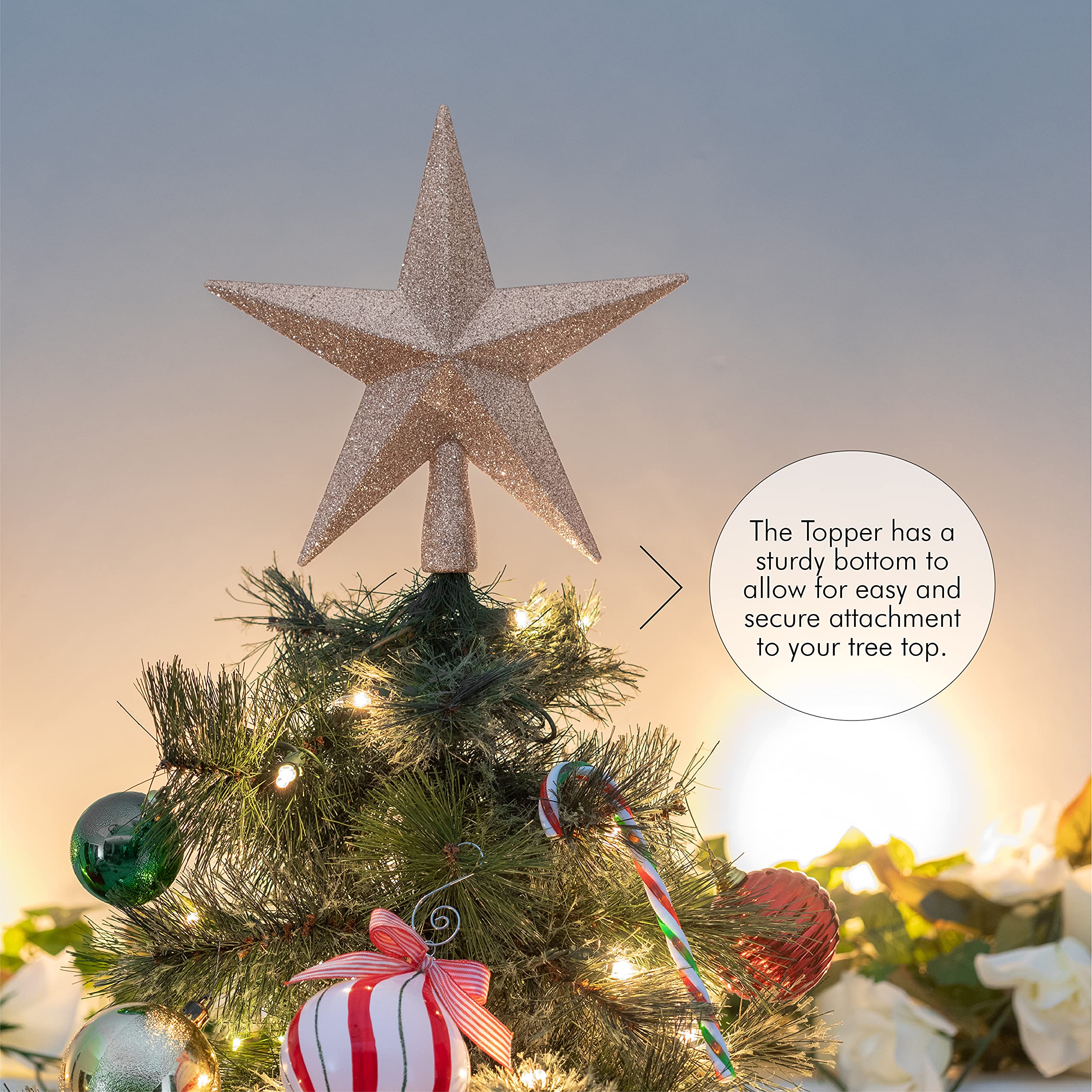 Foto 5 pulgar | Adorno Para Árbol, Estrella Con Purpurina, 20 Cm, Decoración Navideña - Venta Internacional.