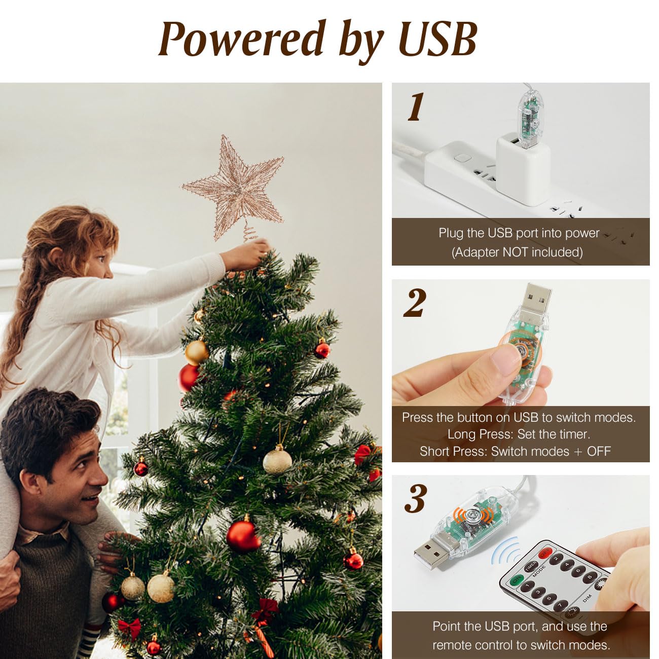 Foto 6 pulgar | Mando A Distancia Usb Lewondr Para Adornar El Árbol De Navidad - Venta Internacional.