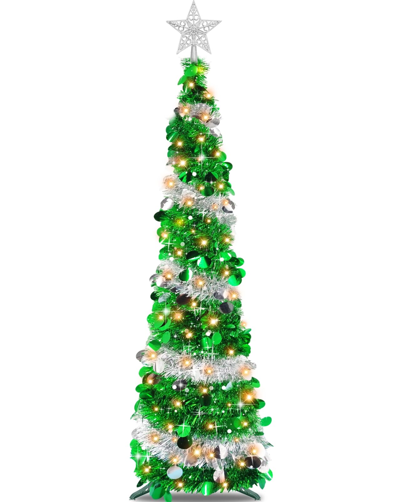 Foto 2 pulgar | Árbol De Navidad Turnmeon Preiluminado De 1,5 M Con Temporizador, 50 Luces Cálidas - Venta Internacional.