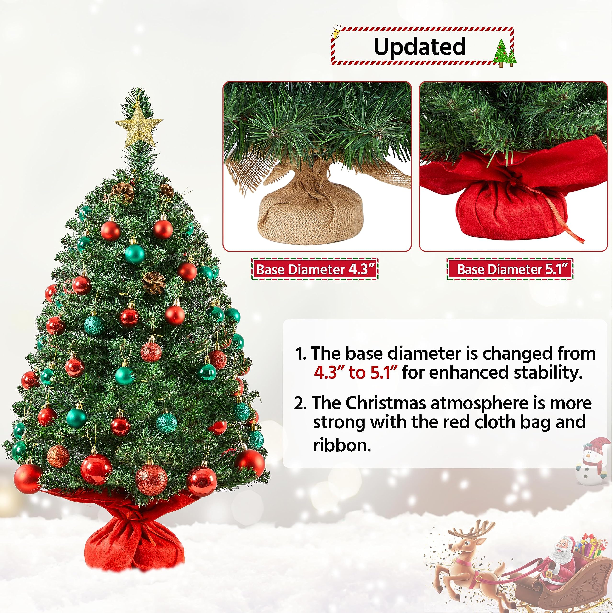 Foto 7 pulgar | Árbol De Navidad Yaheetech Mini De 90 Cm Con Base De Cemento, Pvc Verde - Venta Internacional.