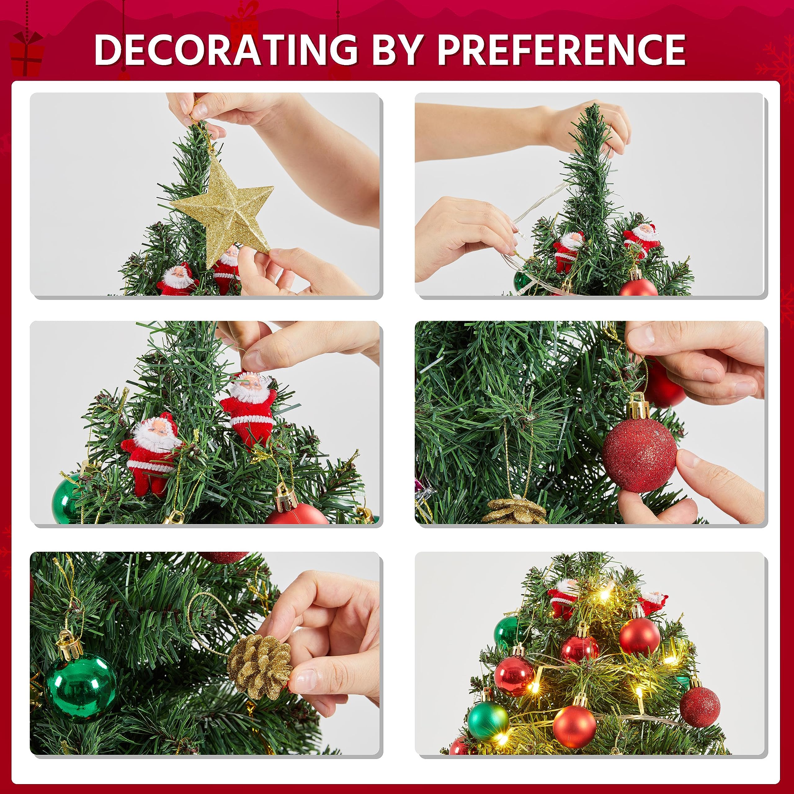 Foto 8 pulgar | Árbol De Navidad Yaheetech Mini De 90 Cm Con Base De Cemento, Pvc Verde - Venta Internacional.