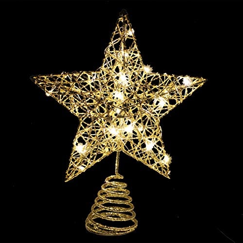 Decoración Para Árbol De Navidad Joiedomi Glitter Gold Star Con 20 Led - Venta Internacional. $905