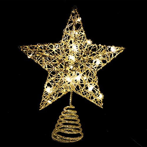 Foto 2 pulgar | Decoración Para Árbol De Navidad Joiedomi Glitter Gold Star Con 20 Led - Venta Internacional.