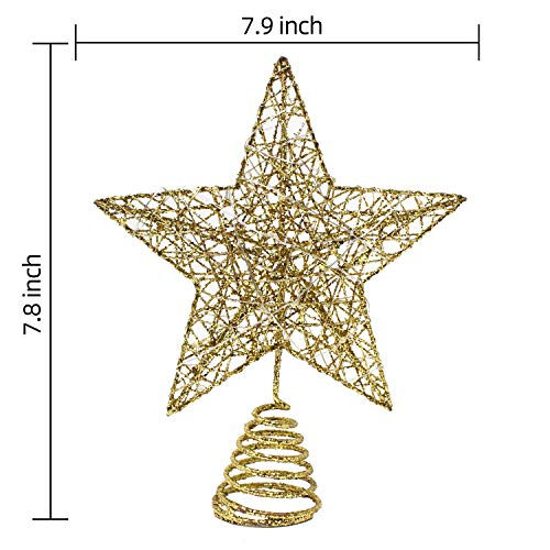 Foto 4 pulgar | Decoración Para Árbol De Navidad Joiedomi Glitter Gold Star Con 20 Led - Venta Internacional.