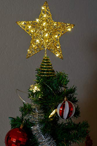 Foto 7 pulgar | Decoración Para Árbol De Navidad Joiedomi Glitter Gold Star Con 20 Led - Venta Internacional.