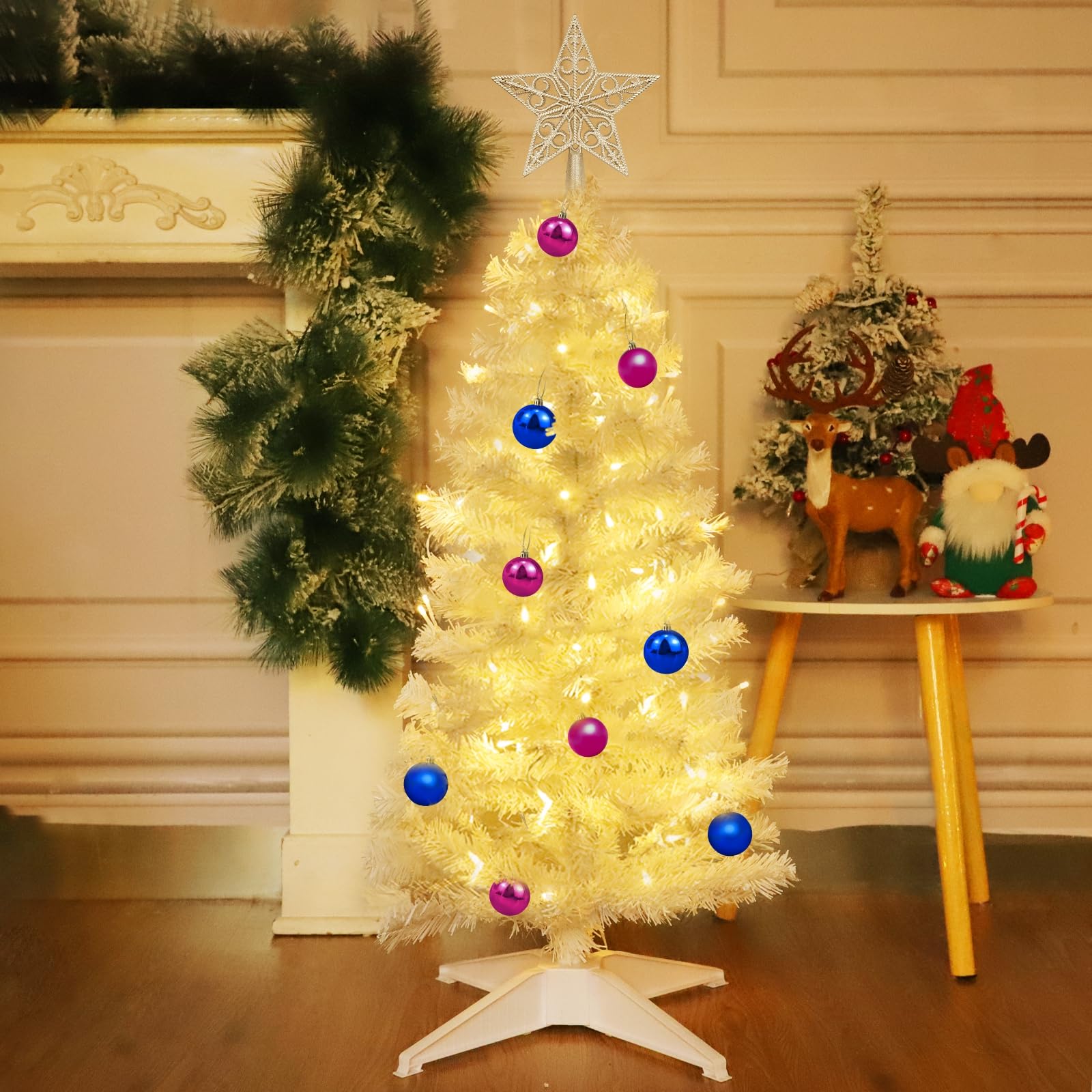 Foto 4 pulgar | [árbol De Navidad] Turnmeon 90 Cm Blanco Con 50 Luces Blancas Cálidas - Venta Internacional.