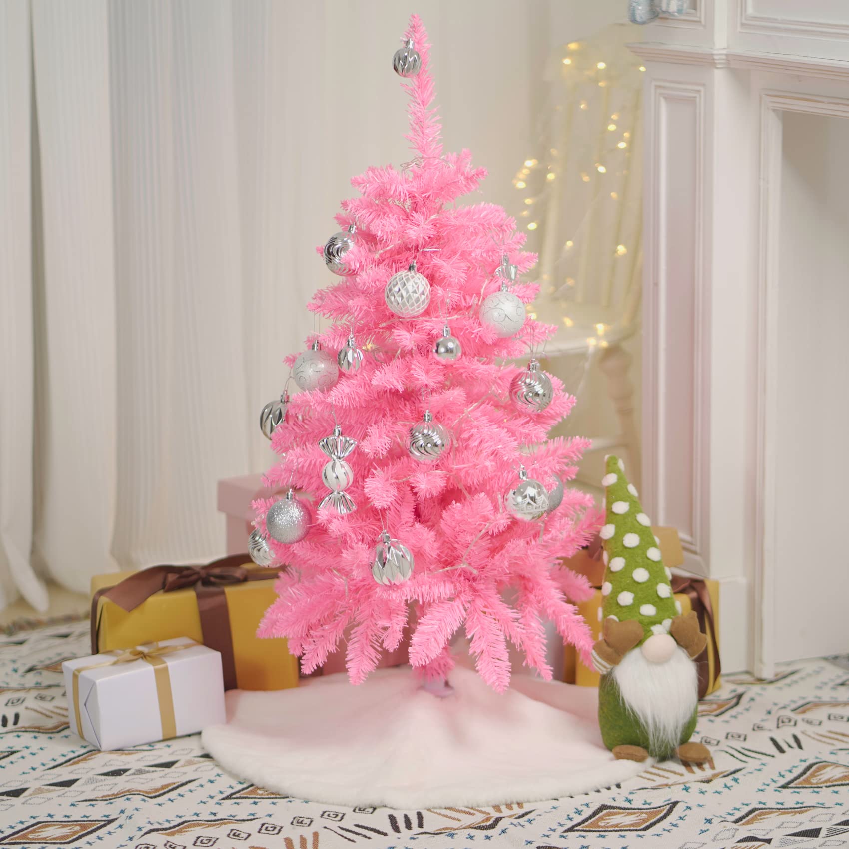 Foto 6 pulgar | Árbol De Navidad Senjie Mini, 90 Cm, Artificial, Con Luces, Color Rosa - Venta Internacional.