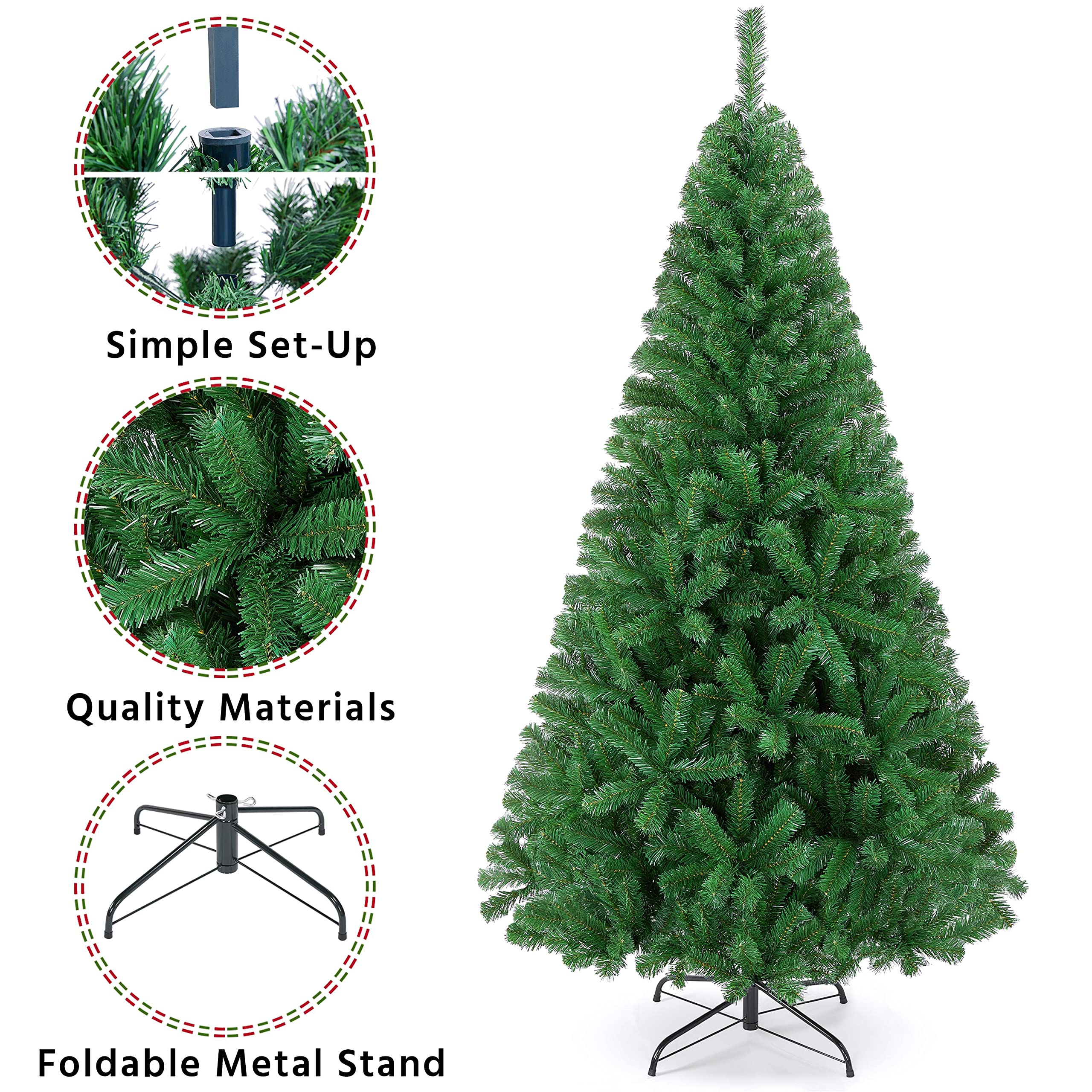 Foto 4 pulgar | Árbol De Navidad Yaheetech De Pino Artificial Verde Realista De 6 Pies - Venta Internacional.