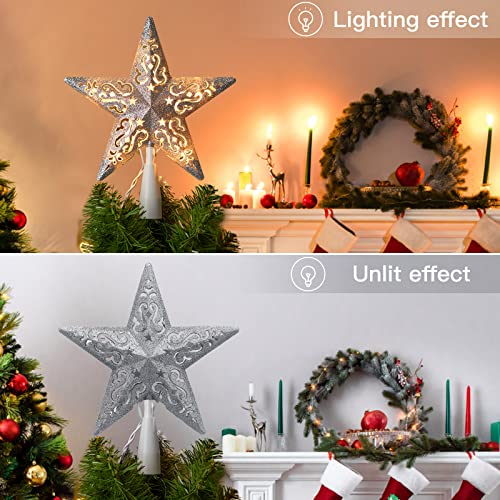 Foto 7 | Decoración Para Árbol De Navidad Brightown, 20 Cm, Con Purpurina Plateada Y Luz - Venta Internacional.