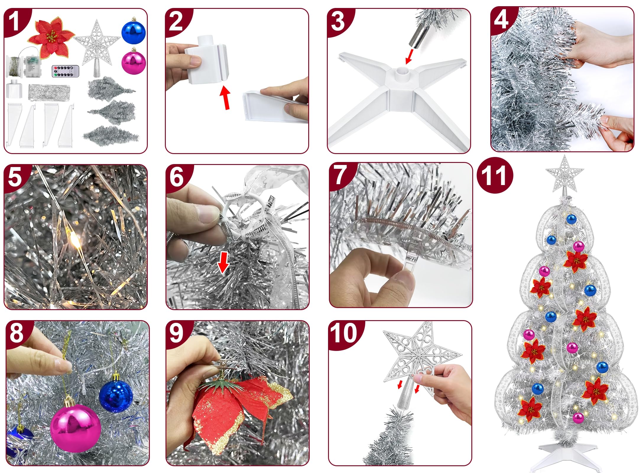 Foto 4 pulgar | [árbol De Navidad] Turnmeon Plateado De 4 Pies Con Luces Y Mando A Distancia - Venta Internacional.