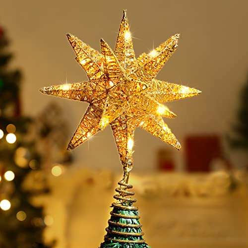 Foto 2 pulgar | Decoración Para Árbol De Navidad Lewondr Con Forma De Estrella Geométrica 3d Con Luz Led - Venta Internacional.