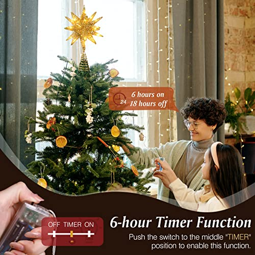 Foto 3 | Decoración Para Árbol De Navidad Lewondr Con Forma De Estrella Geométrica 3d Con Luz Led - Venta Internacional.