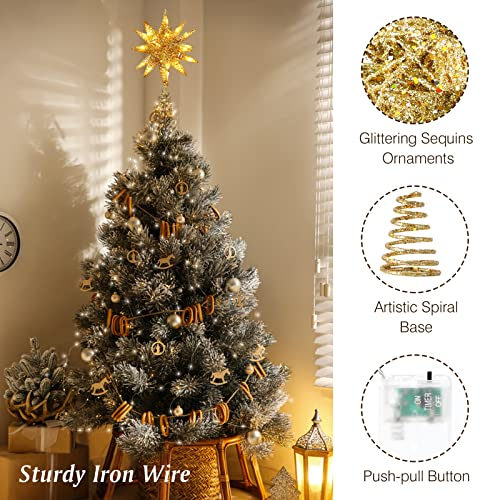 Foto 5 pulgar | Decoración Para Árbol De Navidad Lewondr Con Forma De Estrella Geométrica 3d Con Luz Led - Venta Internacional.