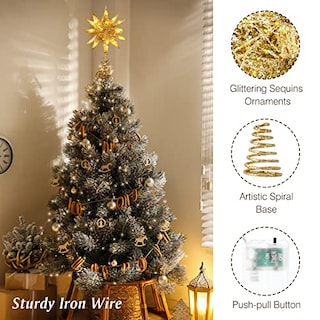 Foto 4 | Decoración Para Árbol De Navidad Lewondr Con Forma De Estrella Geométrica 3d Con Luz Led - Venta Internacional.