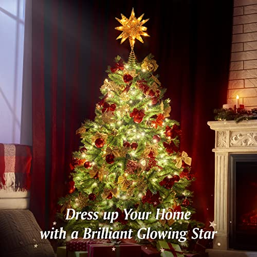 Foto 6 pulgar | Decoración Para Árbol De Navidad Lewondr Con Forma De Estrella Geométrica 3d Con Luz Led - Venta Internacional.