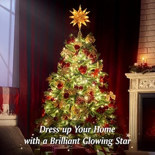 Foto 5 | Decoración Para Árbol De Navidad Lewondr Con Forma De Estrella Geométrica 3d Con Luz Led - Venta Internacional.