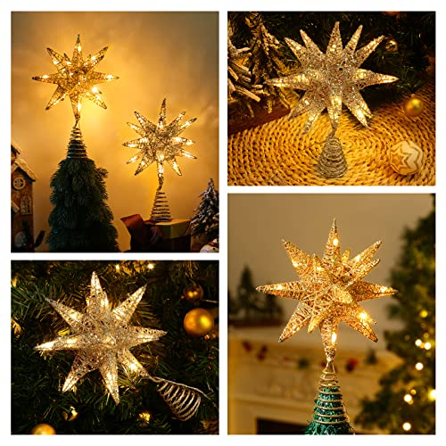 Foto 7 pulgar | Decoración Para Árbol De Navidad Lewondr Con Forma De Estrella Geométrica 3d Con Luz Led - Venta Internacional.