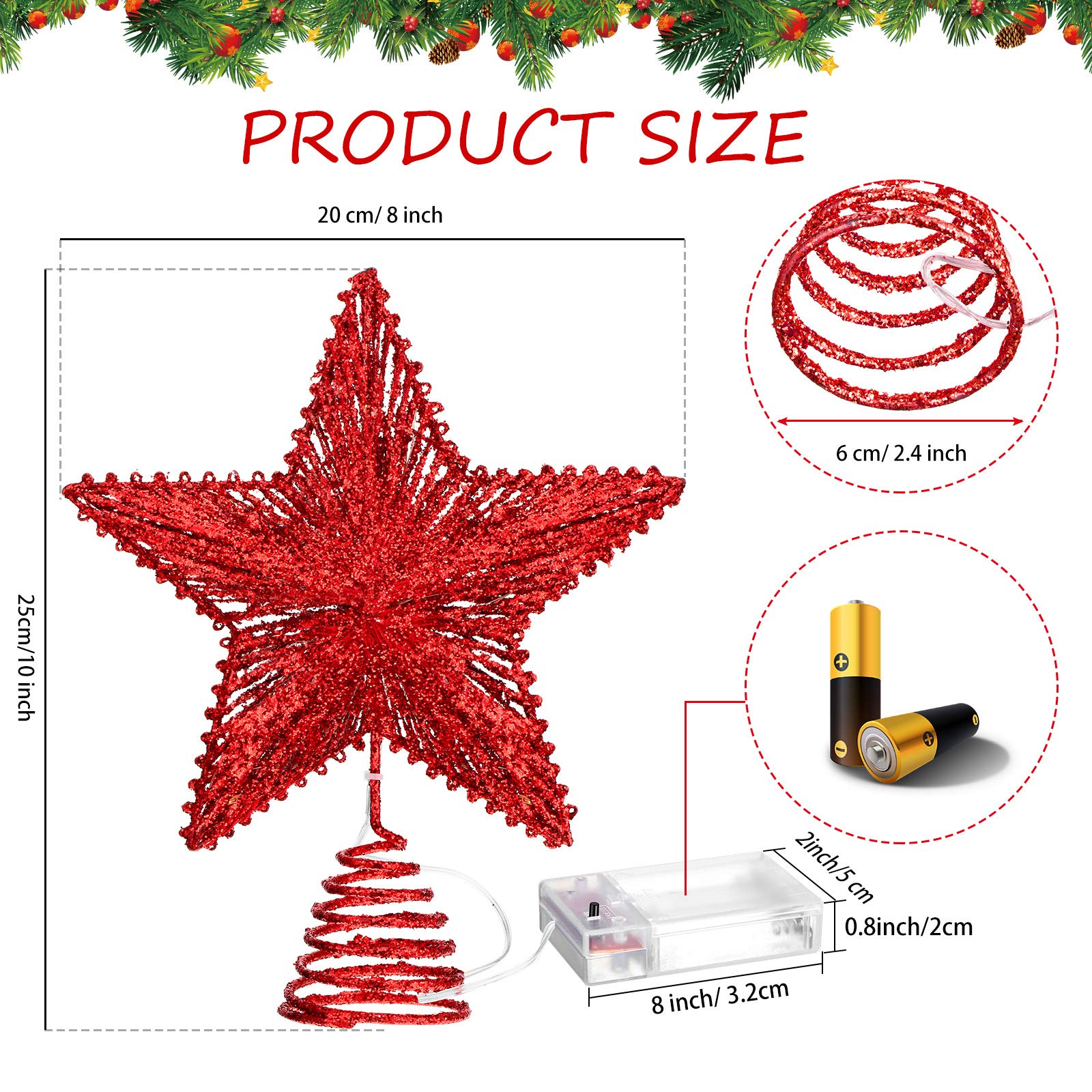 Foto 5 pulgar | Decoración Con Forma De Estrella De Navidad Aoriher, 25 Cm, Con 20 Luces Led - Venta Internacional.