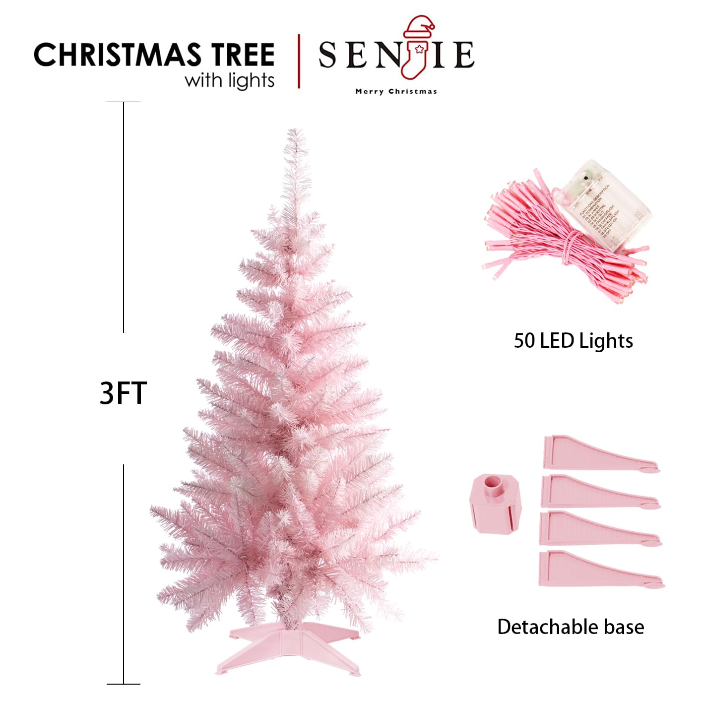Foto 3 pulgar | Árbol De Navidad Senjie Artificial De 1,2 M Con 100 Luces Led - Venta Internacional.