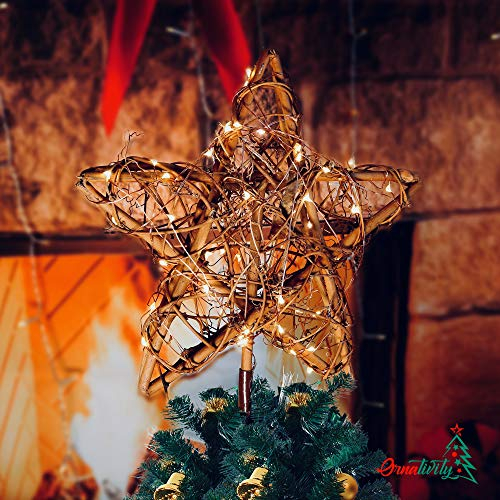 Foto 2 | Decoración De Árbol De Navidad Con Forma De Estrella De Ratán Con Luces Led - Venta Internacional.