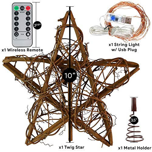 Foto 6 pulgar | Decoración De Árbol De Navidad Con Forma De Estrella De Ratán Con Luces Led - Venta Internacional.