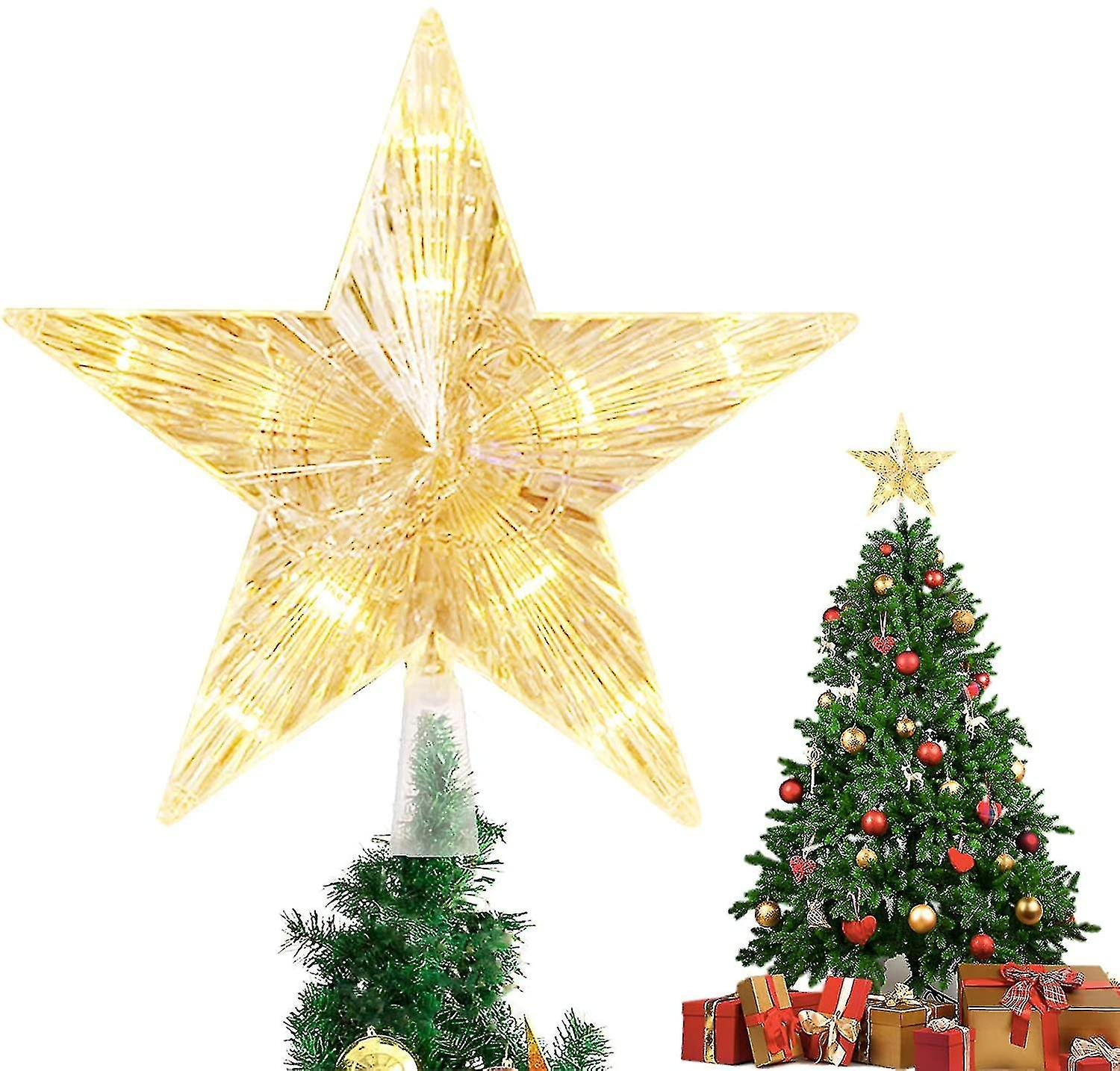 Foto 2 pulgar | Decoración Para Árbol De Navidad Huoguo, Estrella Led De Color Blanco Cálido, Purpurina - Venta Internacional.