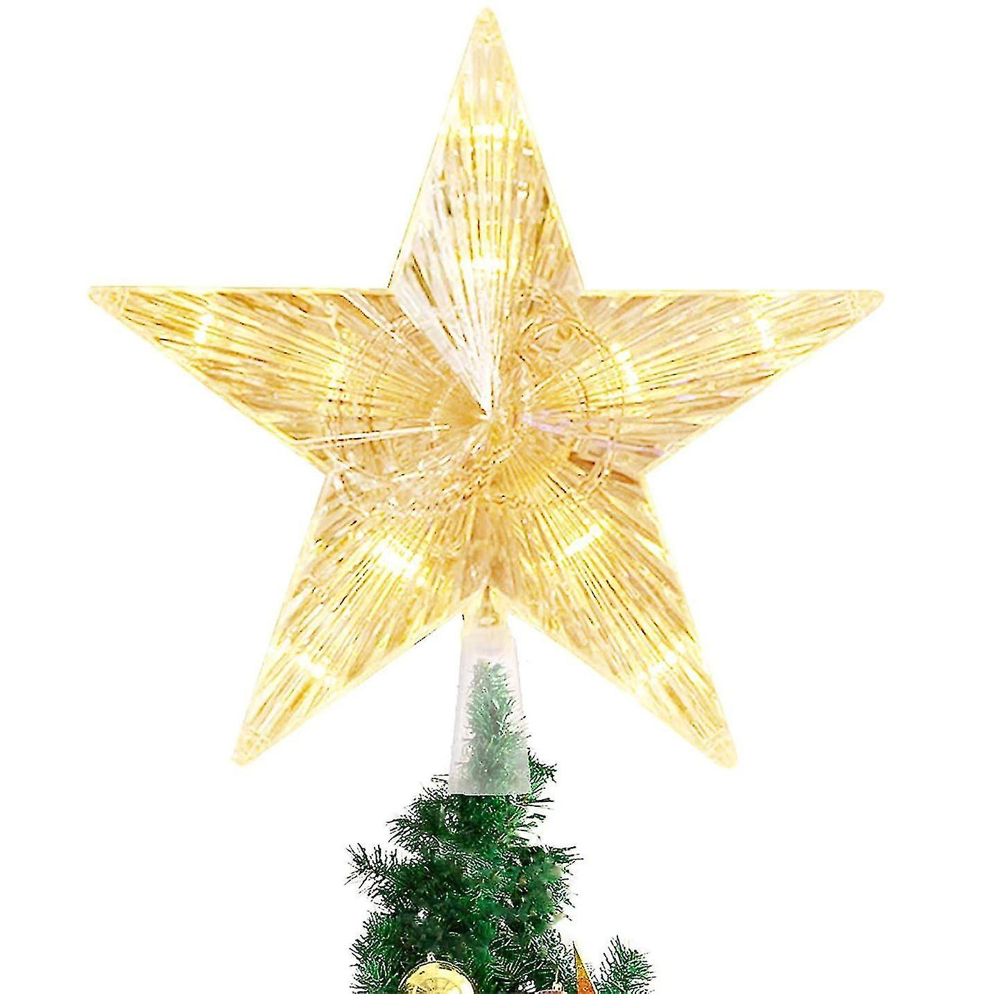 Foto 3 pulgar | Decoración Para Árbol De Navidad Huoguo, Estrella Led De Color Blanco Cálido, Purpurina - Venta Internacional.