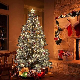 Foto 5 | Decoración Para Árbol De Navidad Huoguo, Estrella Led De Color Blanco Cálido, Purpurina - Venta Internacional.
