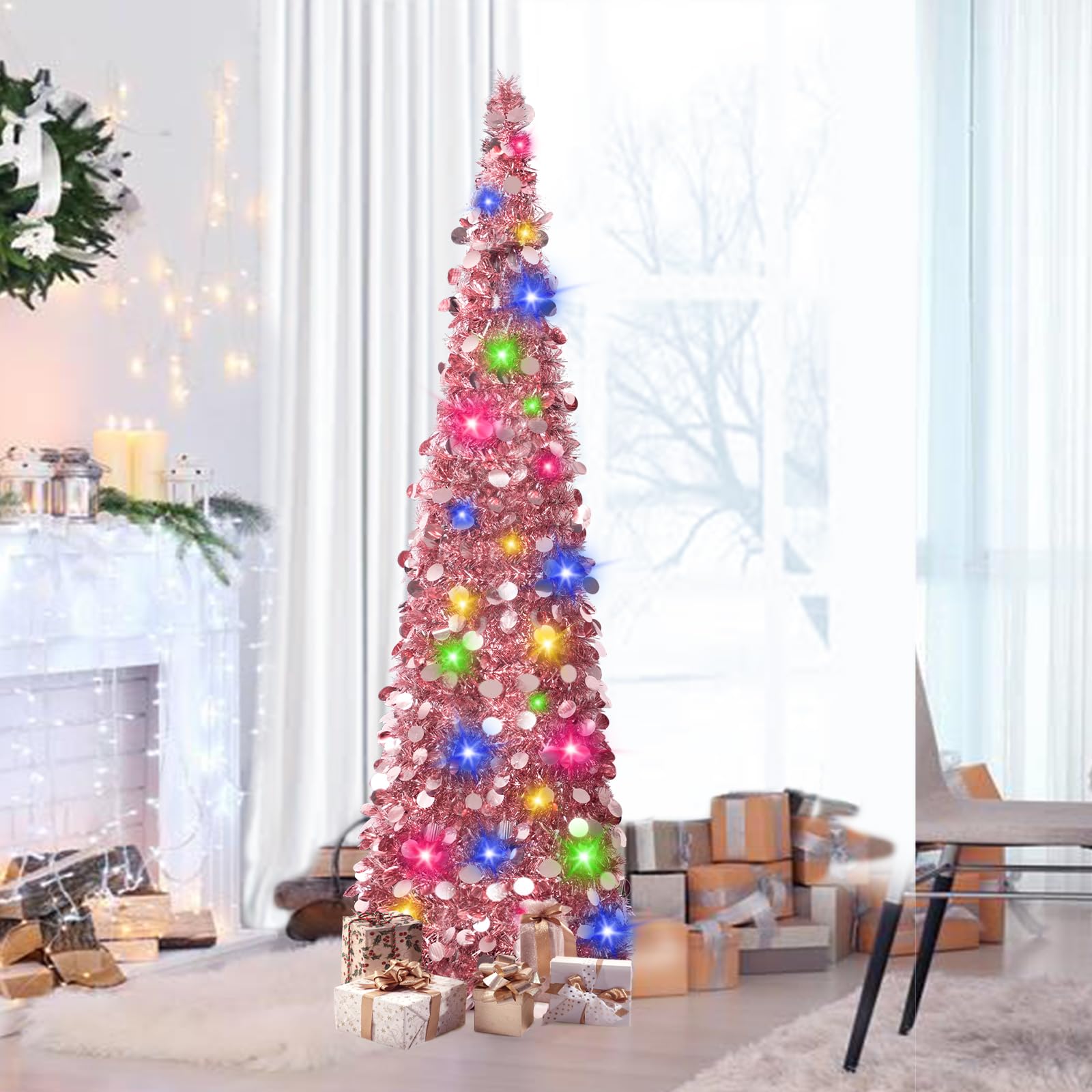 Foto 3 pulgar | Árbol De Navidad N&t Nieting Plegable De 1,5 M, Oro Rosa - Venta Internacional.