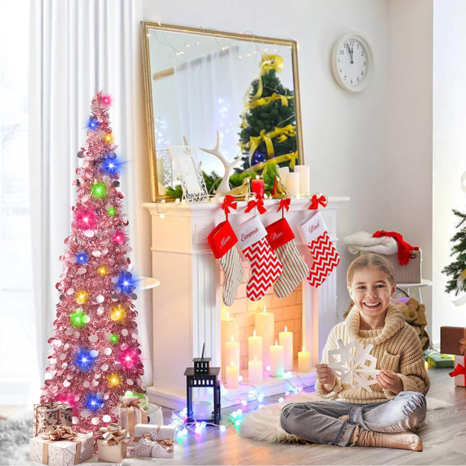 Foto 5 pulgar | Árbol De Navidad N&t Nieting Plegable De 1,5 M, Oro Rosa - Venta Internacional.