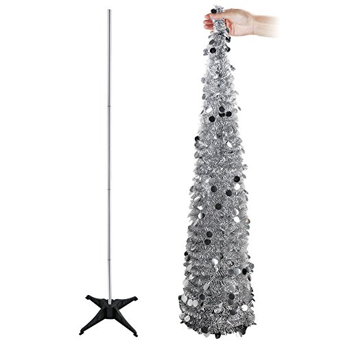 Foto 2 pulgar | Árbol De Navidad Aytai Plegable, 150 Cm, Oropel Plateado - Venta Internacional.