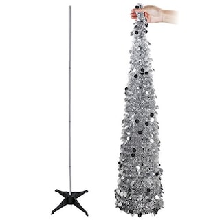 Foto 1 | Árbol De Navidad Aytai Plegable, 150 Cm, Oropel Plateado - Venta Internacional.