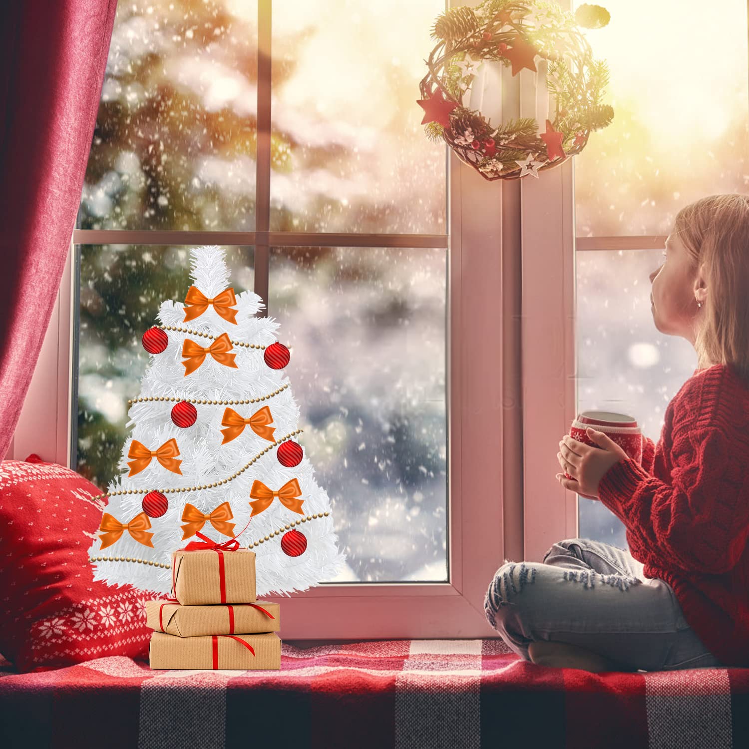 Foto 5 | Minimesa De Navidad Ccinee De 60 Cm, Color Blanco, Con Soporte - Venta Internacional.