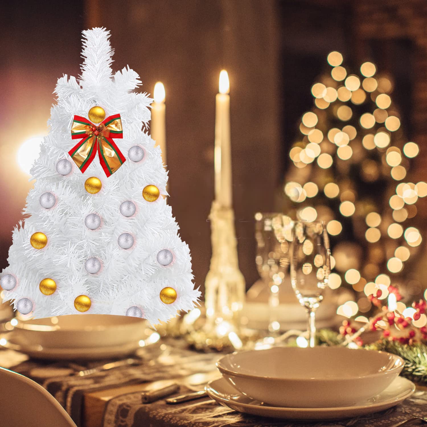 Foto 6 | Minimesa De Navidad Ccinee De 60 Cm, Color Blanco, Con Soporte - Venta Internacional.