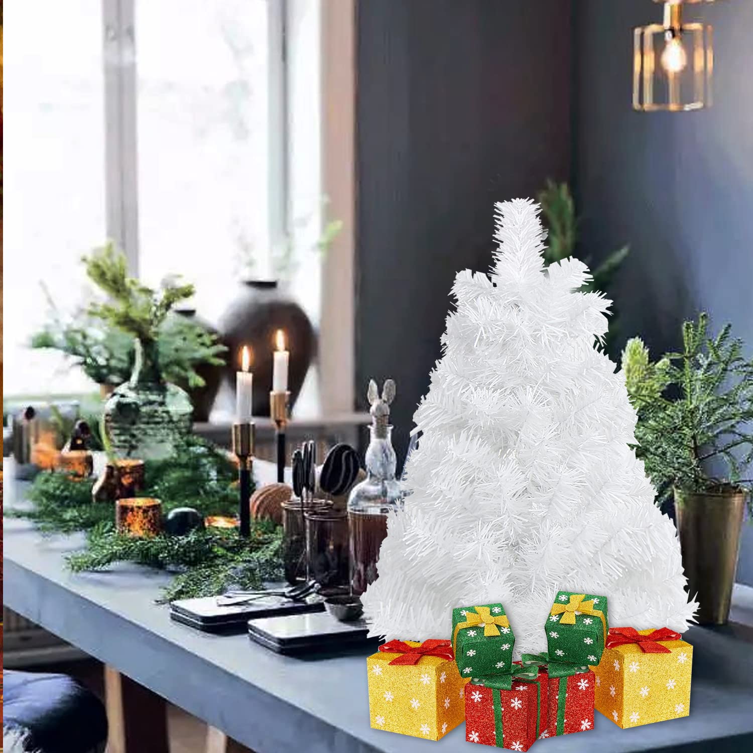 Foto 8 pulgar | Minimesa De Navidad Ccinee De 60 Cm, Color Blanco, Con Soporte - Venta Internacional.