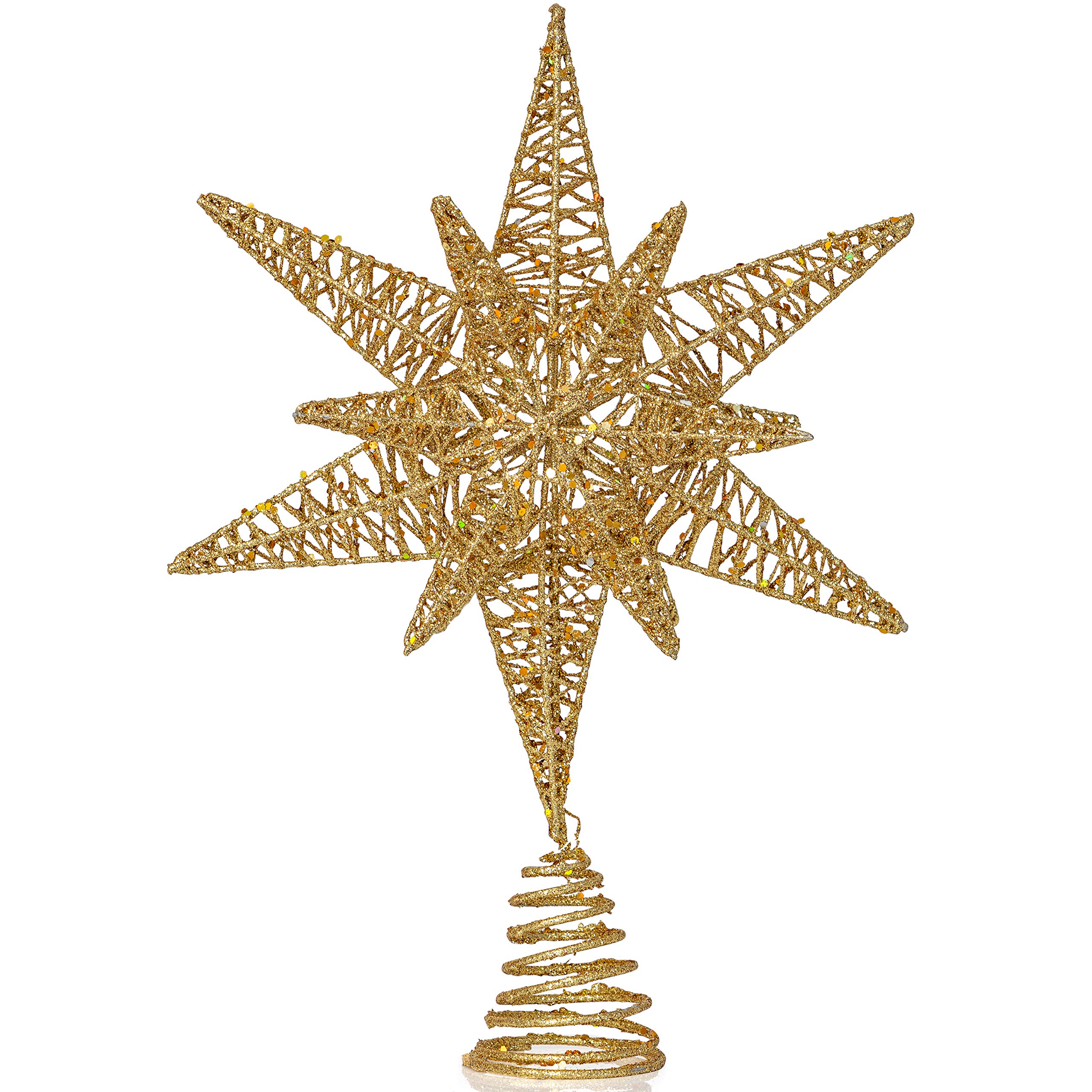 Foto 1 | Decoración Para Árbol De Navidad Con Purpurina 3d Con Forma De Estrella Dorada - Venta Internacional.