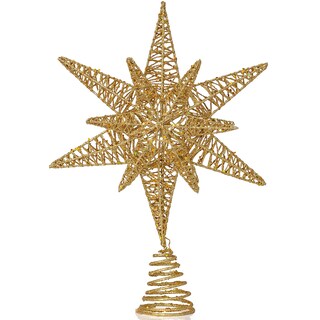 Foto 1 | Decoración Para Árbol De Navidad Con Purpurina 3d Con Forma De Estrella Dorada - Venta Internacional.