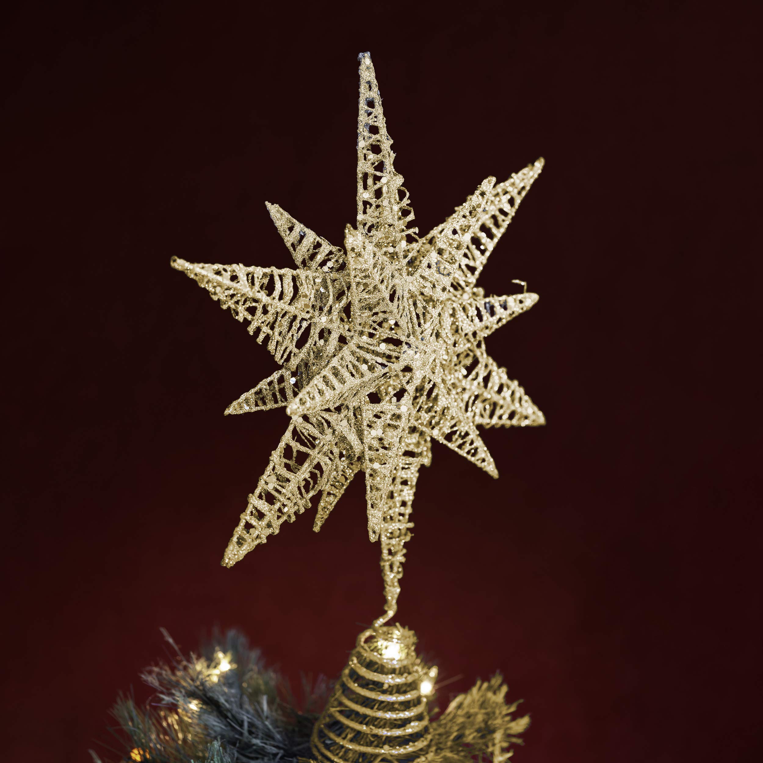 Foto 4 pulgar | Decoración Para Árbol De Navidad Con Purpurina 3d Con Forma De Estrella Dorada - Venta Internacional.