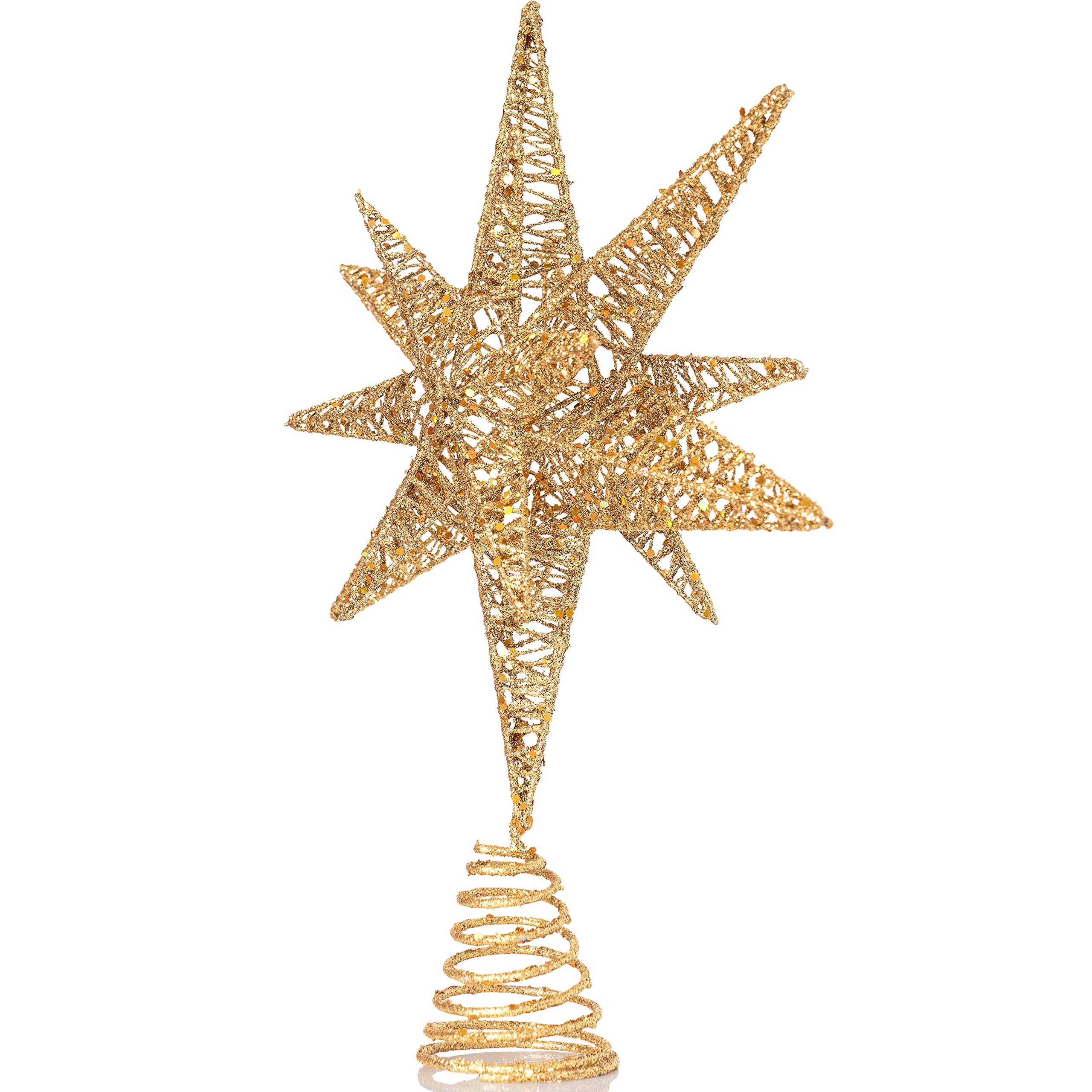 Foto 6 pulgar | Decoración Para Árbol De Navidad Con Purpurina 3d Con Forma De Estrella Dorada - Venta Internacional.
