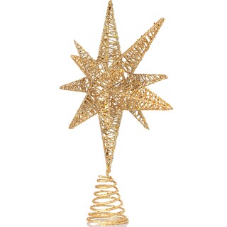 Foto 5 | Decoración Para Árbol De Navidad Con Purpurina 3d Con Forma De Estrella Dorada - Venta Internacional.